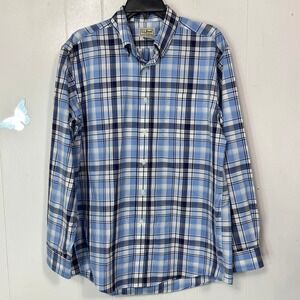 LLBean Mens Plaid Button Down Shirt Long Sleeve 100% Cotton Regular Size Medium